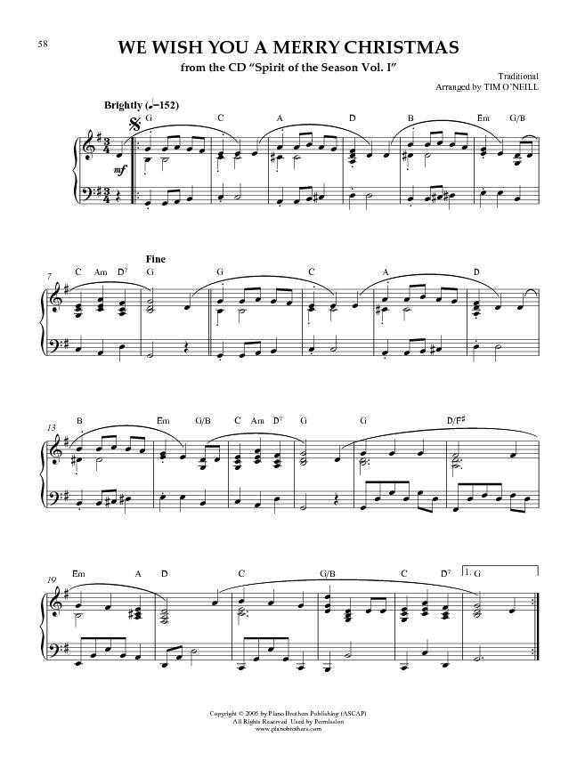 We Wish You A Merry Christmas - Christmas Piano Sheet Music | Print Instantly
